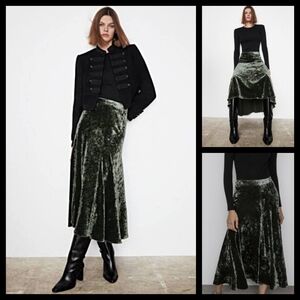 Zara Velvet Midi Skirt